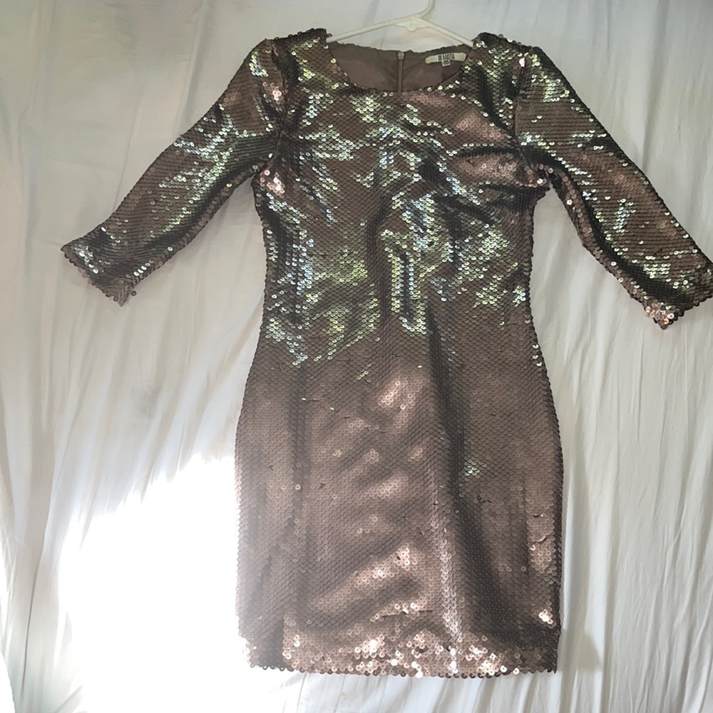 BB Dakota champagne rose sequence dress.
